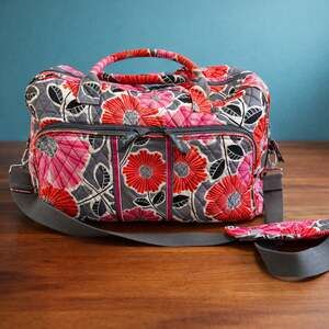 Vera Bradley Quilted Floral Weekender Duffle Travel Bag Shoulder Strap